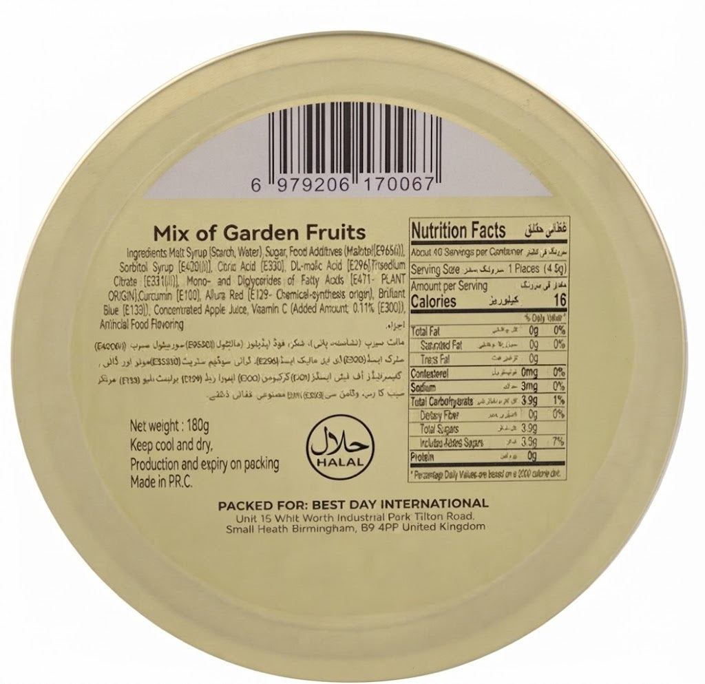 Bumble Bee Mix of Garden Fruits Drops Candy Tin 180g
