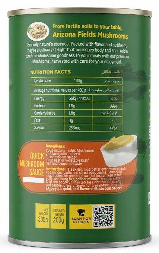 Arizona Fields Sliced Mushrooms 380g