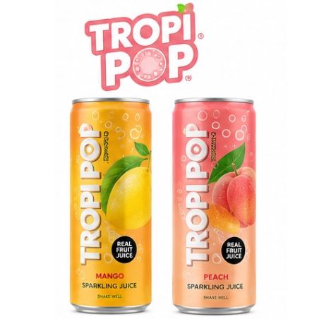 TropiPop Sparkling Juice – Mango & Peach