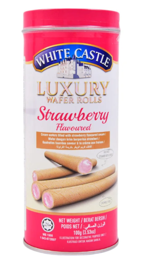 White Castle Luxury Strawberry Wafer Rolls 100g