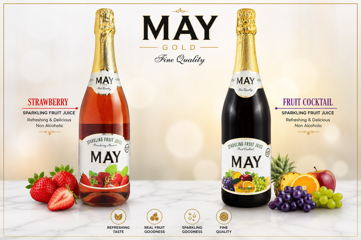 May Sparkling Fruit Juice – Strawberry & Gold (Fruit Cocktail) 750ml