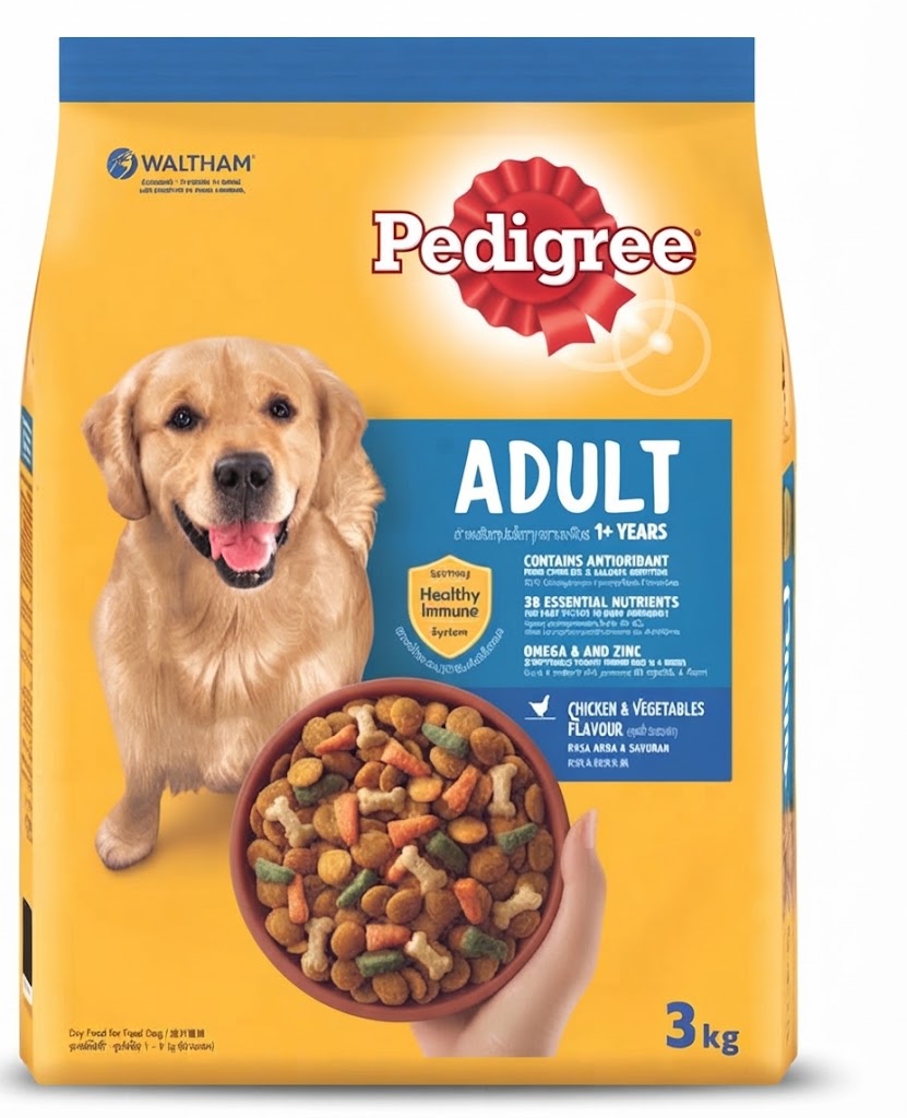 Pedigree -Adult Dry Dog Food- Chicken & Vegetables Flavour 3kg