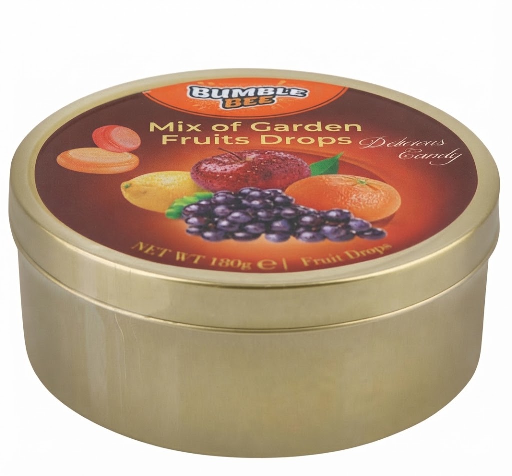 Bumble Bee Mix of Garden Fruits Drops Candy Tin 180g