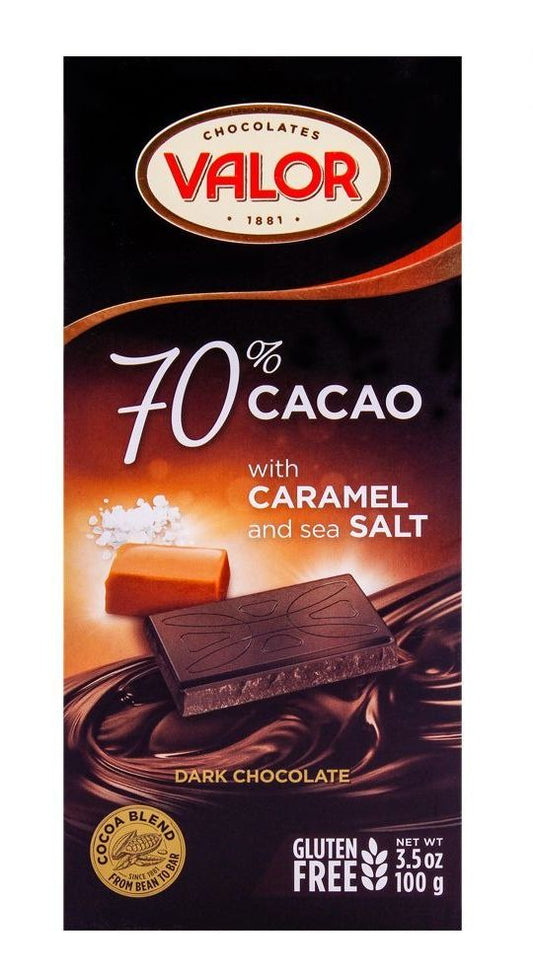 Valor 70% Cacao Dark Chocolate with Caramel and Sea Salt 100g