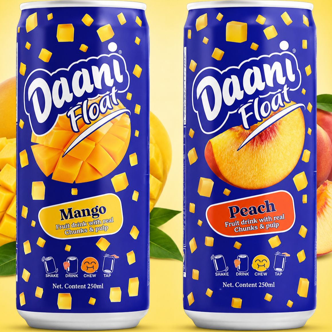 Daani Float Fruit Drinks – Mango & Peach 250ml