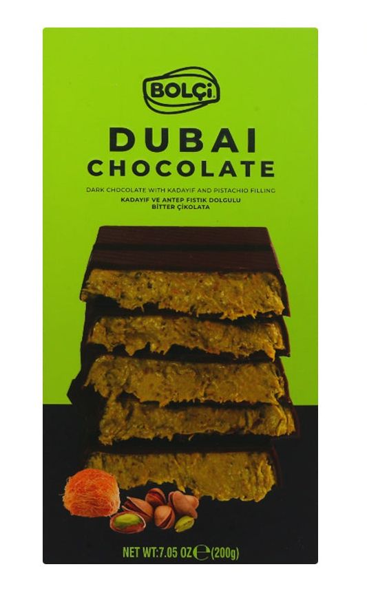 Bolci Dubai Dark Chocolate with Kadayif and Pistachio Filling 200g