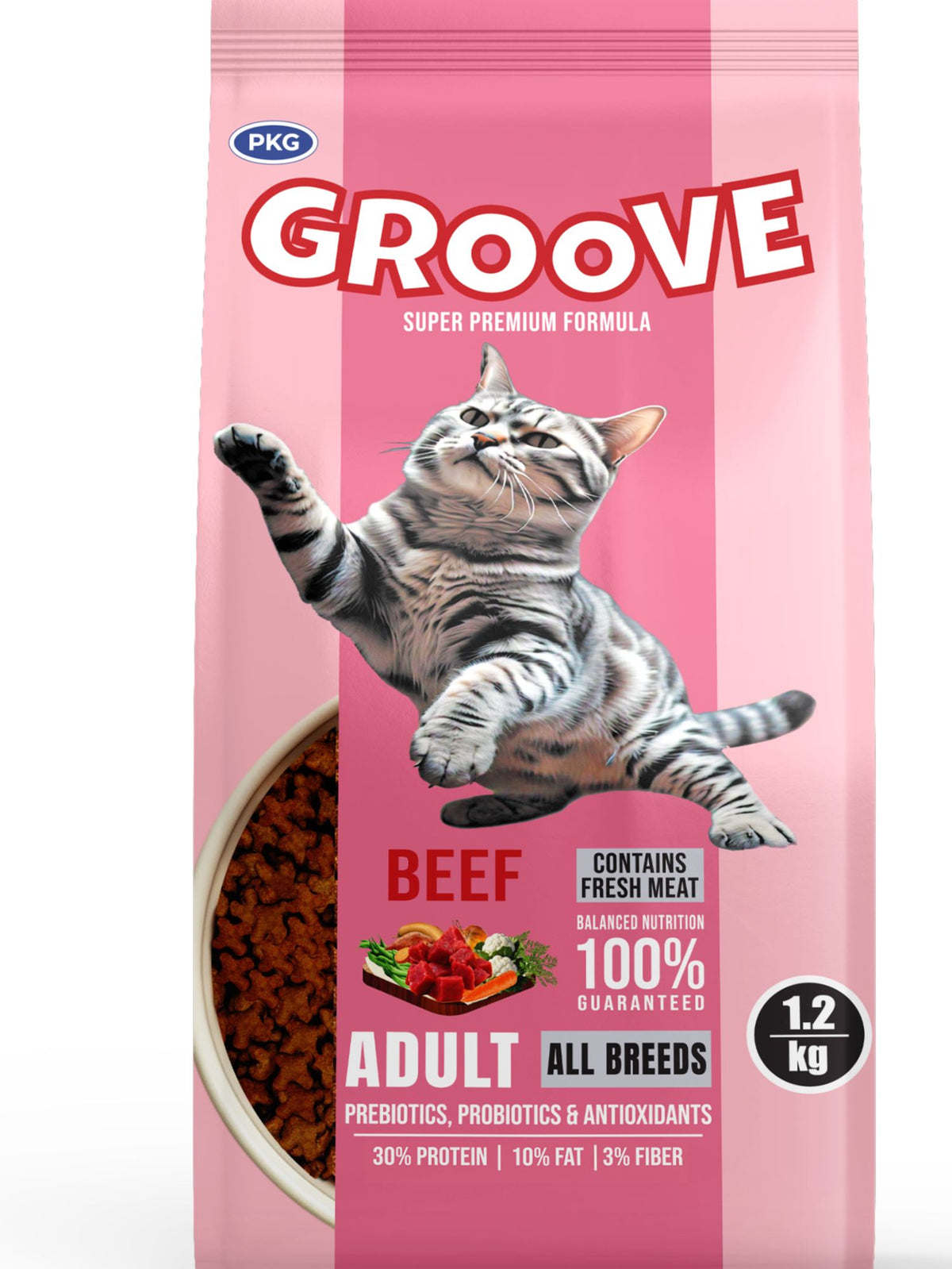 Groove Cat Food – Beef Adult All Breeds – 1.2kg