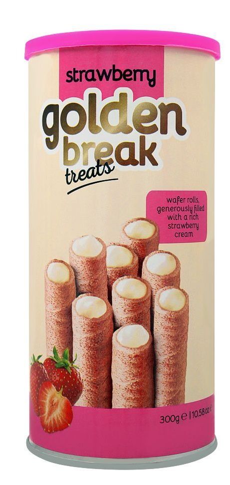 Golden Break Strawberry Wafer Rolls 300g