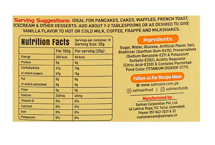 Salman's Vanilla Flavored Topping 623g