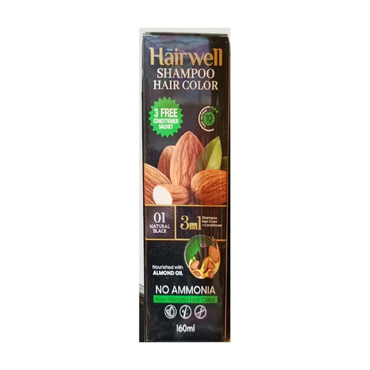 Hairwell Shampoo Hair Color 3-in-1 – 01 Natural Black – 160ml